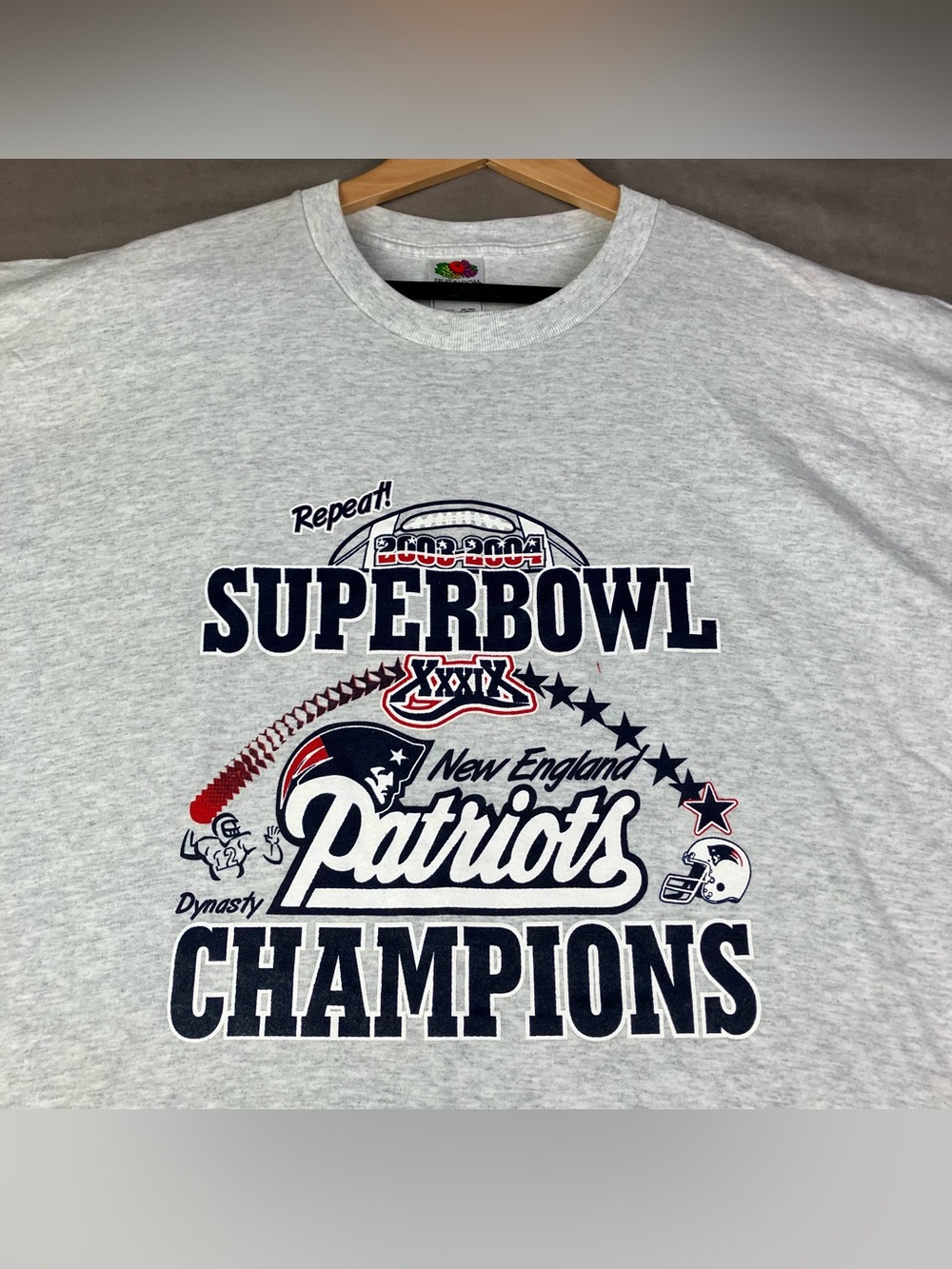 Vintage New England Patriots NFL Graphic T Shirt Men’s Size XXL Super Bowl 03 04